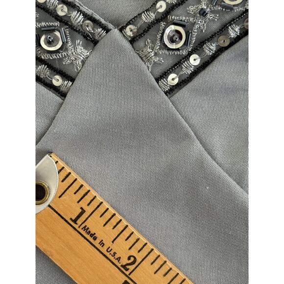 Vintage Xhilaration Womens Small Y2K Silver Satin Beaded Sequin Babydoll Camisol - Picture 11 of 12